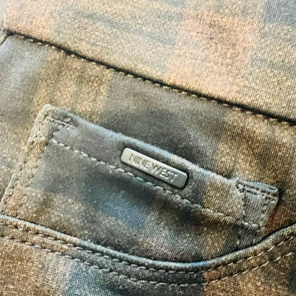 Nine West Plaid Pants XXL Heidi Pull On Skinny Stretchy Brown Black NWT A0135 - Picture 3 of 8